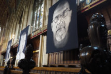 Exhibition of tapestries by Chuck Close at Ushaw College, Durham. Photo: Mark Pinder