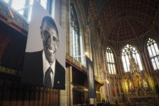 Exhibition of tapestries by Chuck Close at Ushaw College, Durham. Photo: Mark Pinder