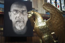 Exhibition of tapestries by Chuck Close at Ushaw College, Durham. Photo: Mark Pinder