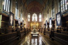 Exhibition of tapestries by Chuck Close at Ushaw College, Durham. Photo: Mark Pinder